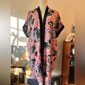 Floral Kimono with Black Trim
